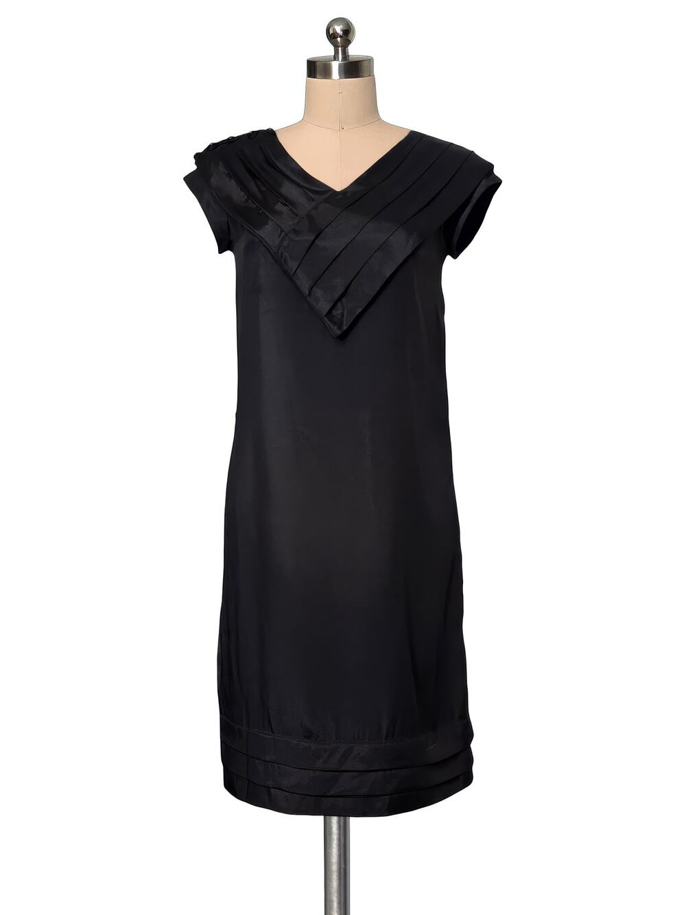 Shabby Apple Black Pleated Retro Style Pin Up Hollywood Glamour  Dress S